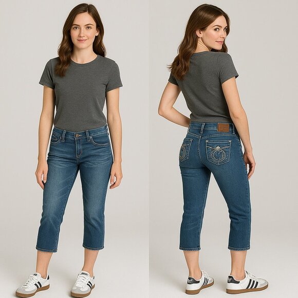 BIG⭐️STAR “Liv” Low Rise Flap Pocket Jeans 👖 Distressed Bootcut Denim Sz 25R - Picture 4 of 16